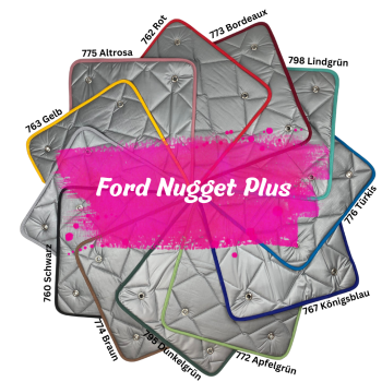 Thermomatten Premium Ford Nugget Plus Komplettset - zum Konfigurieren - mit farbigem Einfassband